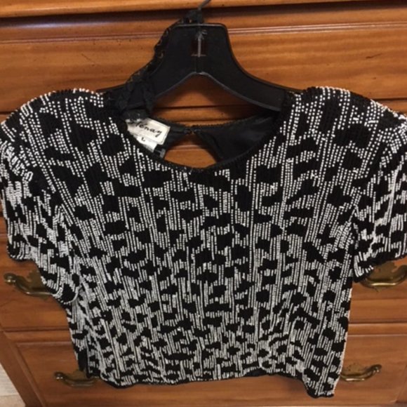 Stenay  Beaded Formal Top   Size Large  Key Hole Opening on Back - Picture 1 of 13